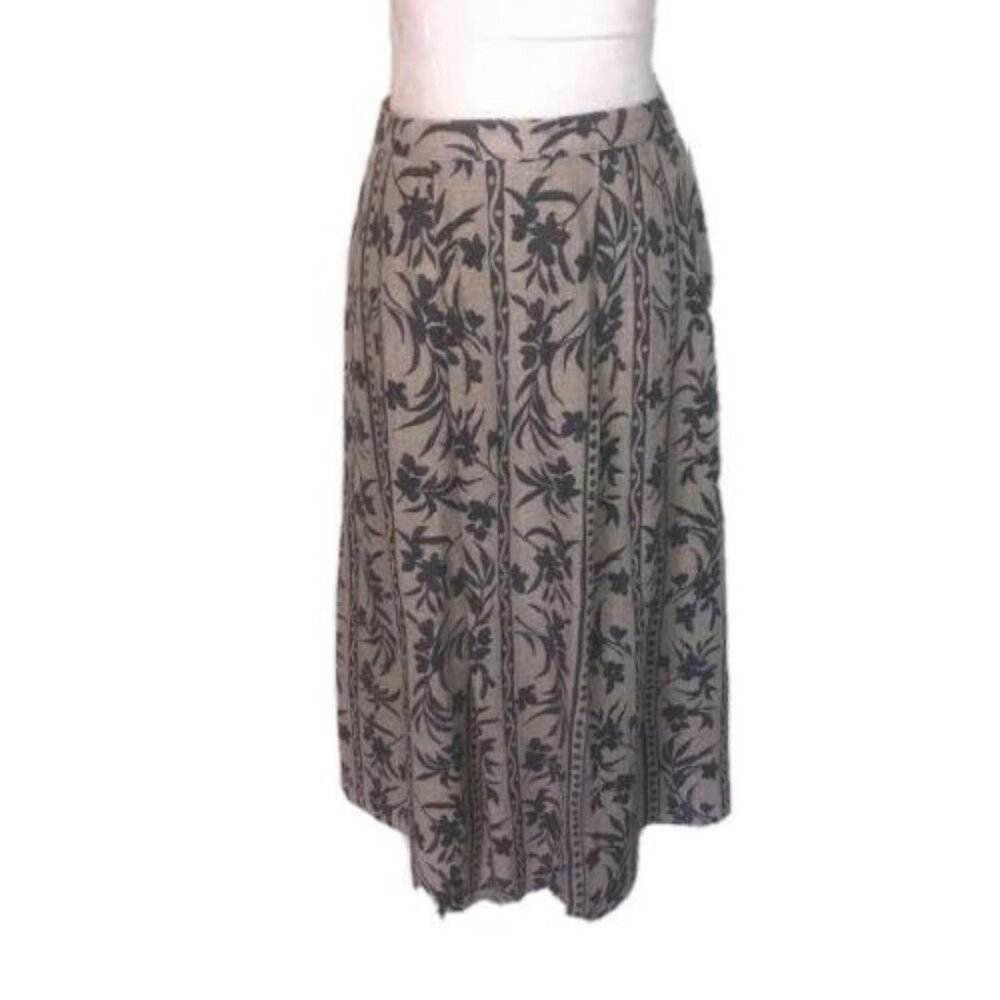 Vintage Womens Skirt Size Large Cream Midi Floral Lined Stretch Casual French